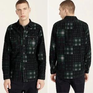 J. Crew Garment Dyed Corduroy Workshirt Large blue green plaid‎ shirt shacket